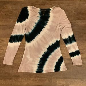 Long Sleeve Bejeweled Tie-dye Tee